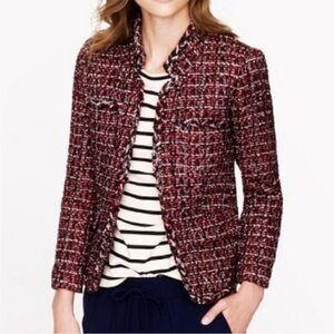 BOGO! J. Crew Maple Tweed Jacket Blazer Red Navy Size 4
